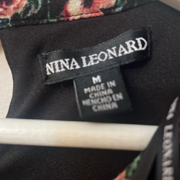 Nina Leonard mini floral red and black dress relax loose size M Y2k boho - Picture 5 of 9